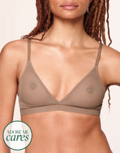 Load image into Gallery viewer, nueskin Viktoria Mesh Wireless Triangle Bralette in color Beaver Fur and shape bralette
