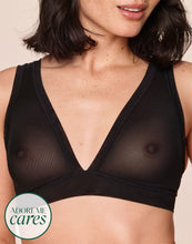 Load image into Gallery viewer, nueskin Italia Mesh Wireless Triangle Bralette in color Jet Black and shape triangle
