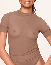 Load image into Gallery viewer, nueskin Nadin Mesh Short-Sleeved Tee in color Beaver Fur and shape short sleeve tee
