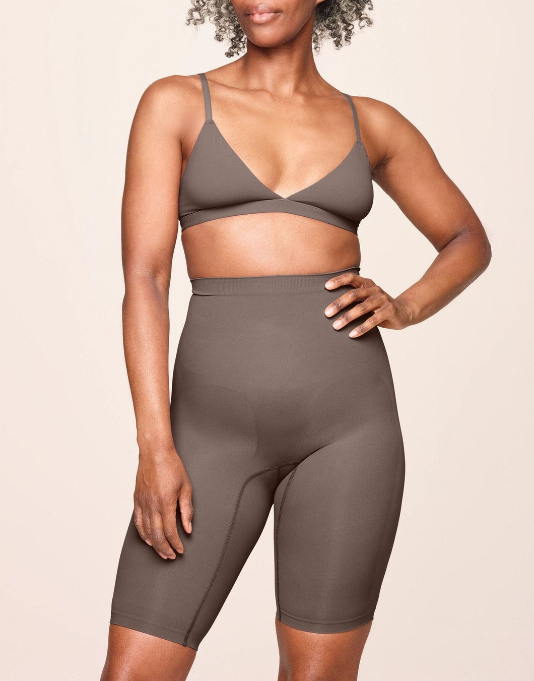 nueskin Jenn Wireless Triangle Bralette in color Deep Taupe and shape bralette