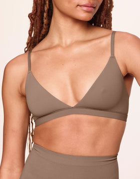 nueskin Jenn Wireless Triangle Bralette in color Beaver Fur and shape bralette