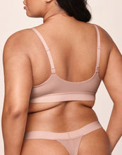 Load image into Gallery viewer, nueskin Rory Rib Cotton Scoop-Neck Shelf Bra in color Rose Cloud and shape bralette
