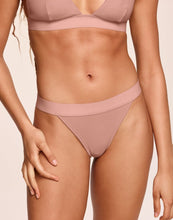 Load image into Gallery viewer, nueskin Tess Rib Cotton Mid-Rise Thong in color Rose Cloud and shape thong
