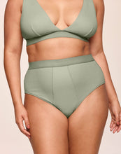 Load image into Gallery viewer, nueskin Gracee Rib Cotton High-Rise Cheeky Brief in color Tea and shape midi brief
