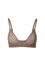 Load image into Gallery viewer, nueskin Viktoria Mesh Wireless Triangle Bralette in color Deep Taupe and shape bralette
