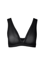 Load image into Gallery viewer, nueskin Italia Mesh Wireless Triangle Bralette in color Jet Black and shape triangle
