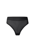 Load image into Gallery viewer, nueskin Carey Mesh Mid-Rise Thong in color Jet Black and shape thong
