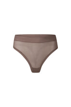 Load image into Gallery viewer, nueskin Carey Mesh Mid-Rise Thong in color Deep Taupe and shape thong
