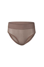 Load image into Gallery viewer, nueskin Ginny Mesh Mid-Rise Bikini Brief in color Deep Taupe and shape midi brief
