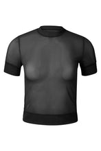 Load image into Gallery viewer, nueskin Nadin Mesh Short-Sleeved Tee in color Jet Black and shape short sleeve tee
