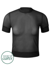 Load image into Gallery viewer, nueskin Nadin Mesh Short-Sleeved Tee in color Jet Black and shape short sleeve tee
