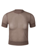 Load image into Gallery viewer, nueskin Nadin Mesh Short-Sleeved Tee in color Deep Taupe and shape short sleeve tee
