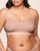 Load image into Gallery viewer, nueskin Rory Rib Cotton Scoop-Neck Shelf Bra in color Rose Cloud and shape bralette
