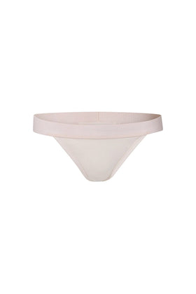 nueskin Tess Rib Cotton Mid-Rise Thong in color Powder Puff and shape thong