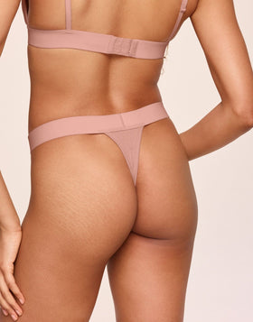 nueskin Tess Rib Cotton Mid-Rise Thong in color Rose Cloud and shape thong
