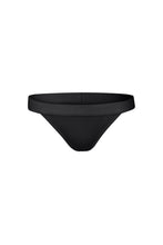 Load image into Gallery viewer, nueskin Tess Rib Cotton Mid-Rise Thong in color Jet Black and shape thong
