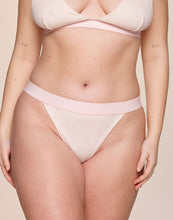 Load image into Gallery viewer, nueskin Tess Rib Cotton Mid-Rise Thong in color Powder Puff and shape thong
