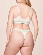 Load image into Gallery viewer, nueskin Tess Rib Cotton Mid-Rise Thong in color Cannoli Cream (Cannoli Cream) and shape thong
