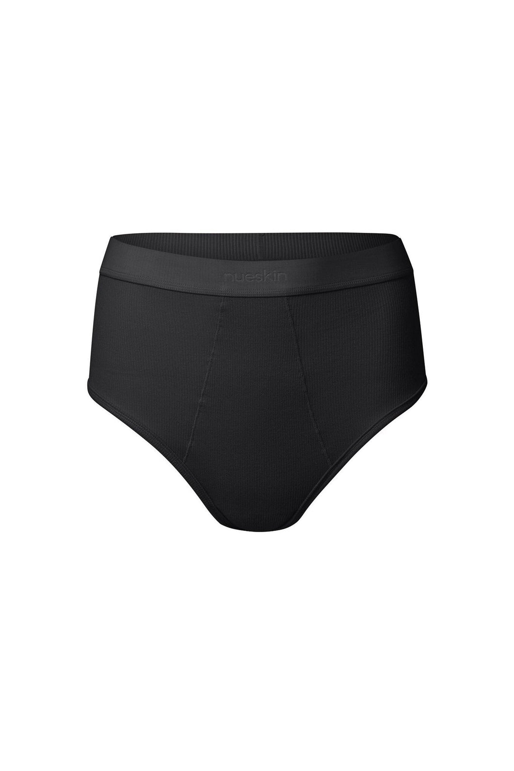 nueskin Gracee Rib Cotton High-Rise Cheeky Brief in color Jet Black and shape midi brief
