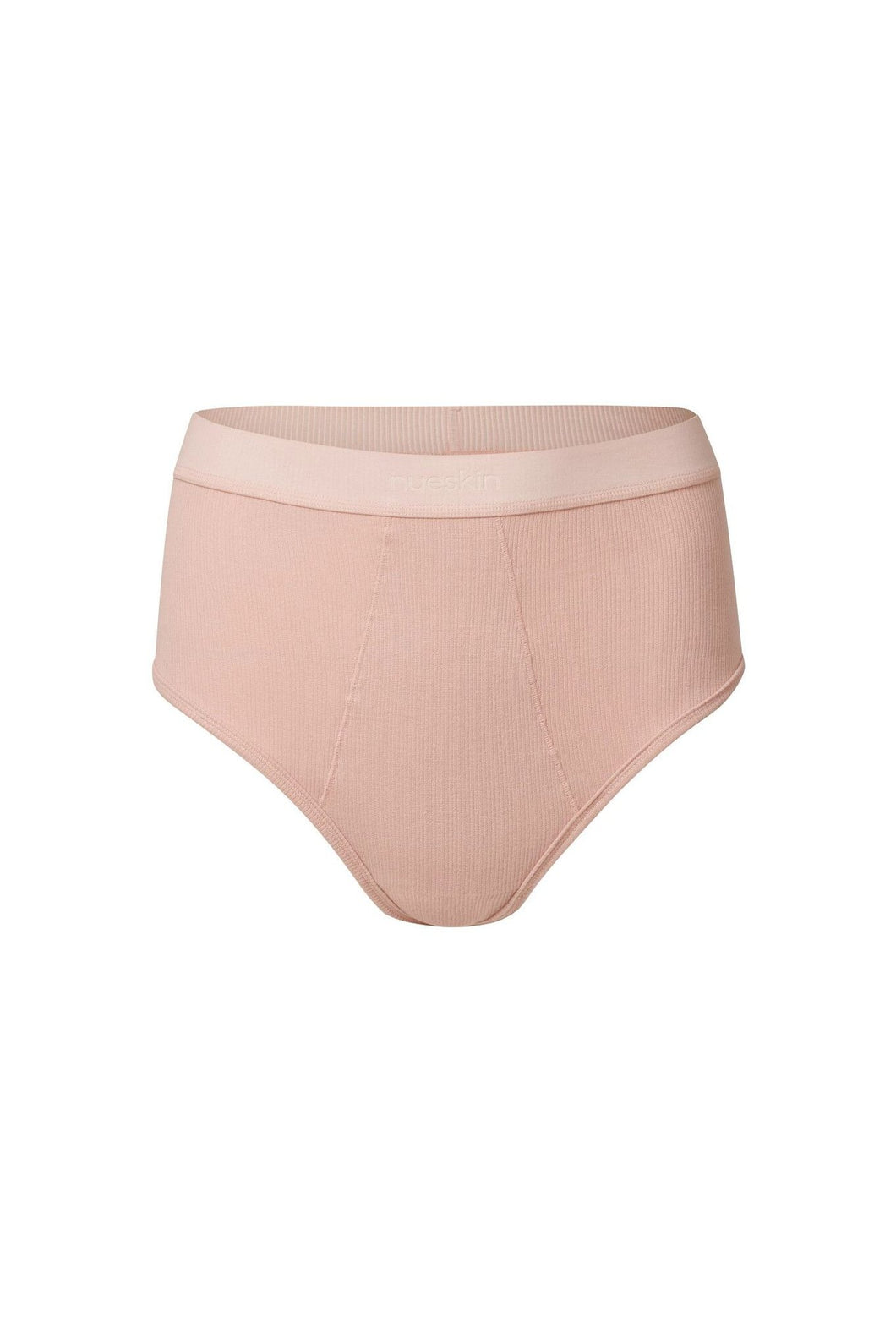 nueskin Gracee Rib Cotton High-Rise Cheeky Brief in color Rose Cloud and shape midi brief