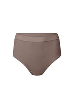 Load image into Gallery viewer, nueskin Gracee Rib Cotton High-Rise Cheeky Brief in color Deep Taupe and shape midi brief

