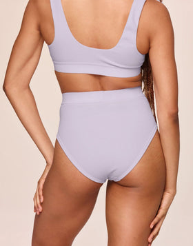 nueskin Gracee Rib Cotton High-Rise Cheeky Brief in color Orchid Hush and shape midi brief