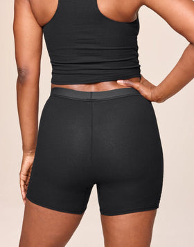 nueskin Hena Rib Cotton Shorts in color Jet Black and shape shortie