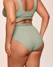 Load image into Gallery viewer, nueskin Gracee Rib Cotton High-Rise Cheeky Brief in color Tea and shape midi brief
