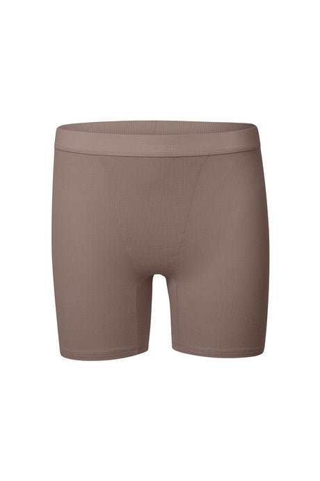 nueskin Hena Rib Cotton Shorts in color Deep Taupe and shape shortie