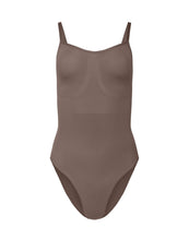 Load image into Gallery viewer, nueskin Cady High-Compression Cheeky Bodysuit in color Deep Taupe and shape bodysuit
